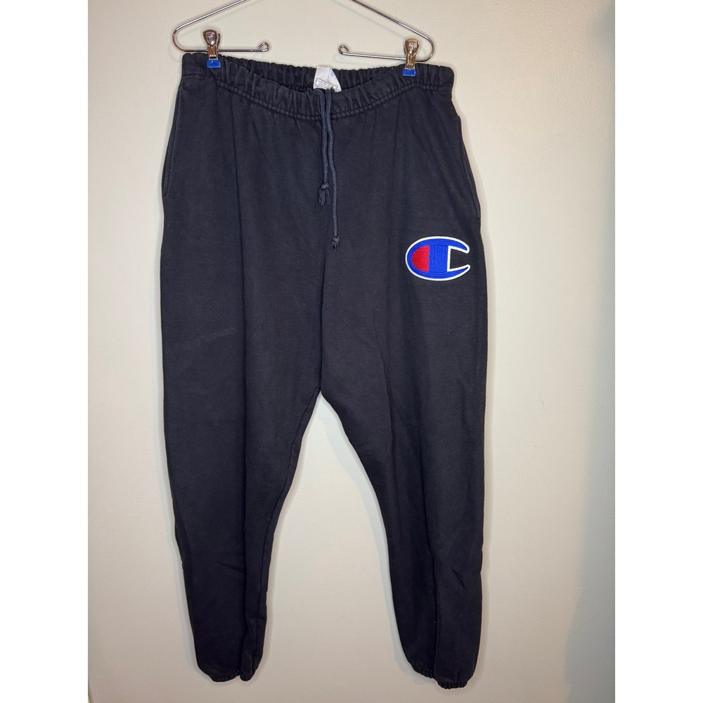 Champion Reverse Weave Mens Black Big C Logo Jogger Sweatpants XL GF71 BKC